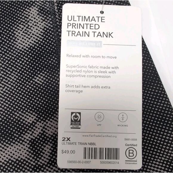Athleta Ultimate Printed Train Tank Plus Size 2X Black Gray Racerback NEW NWT - Picture 9 of 13